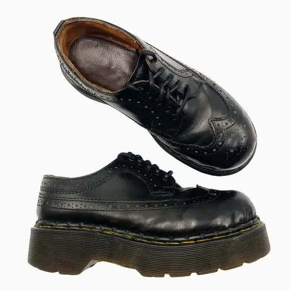 Doc martens size 6 leather shoes 90s vintage Vintage 80s Dr. Martens Black Leather Shoe 1990 Chunky  main image 4
